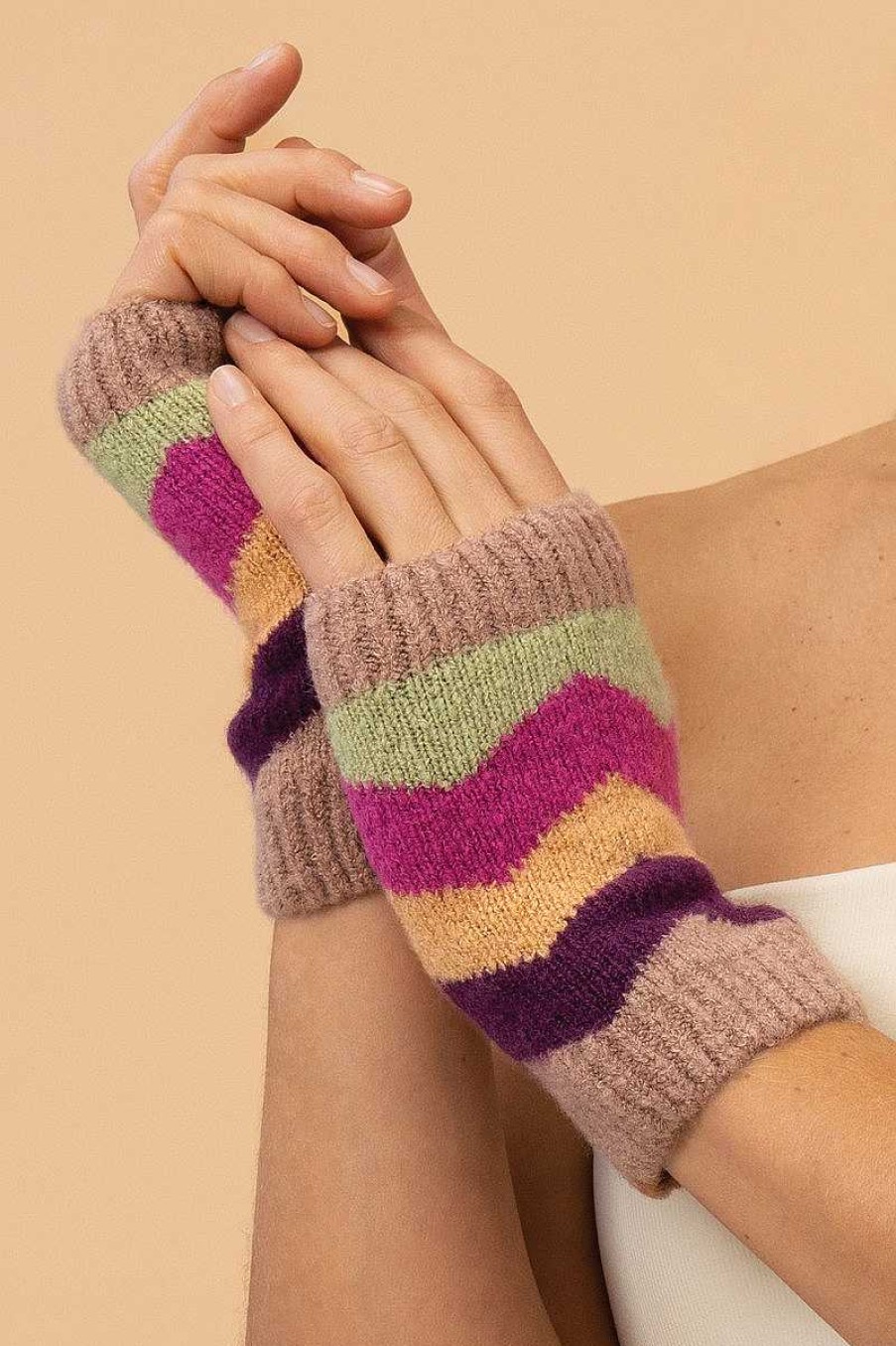 Women Powder | Ladies Nora Wrist Warmers - Taupe Mix