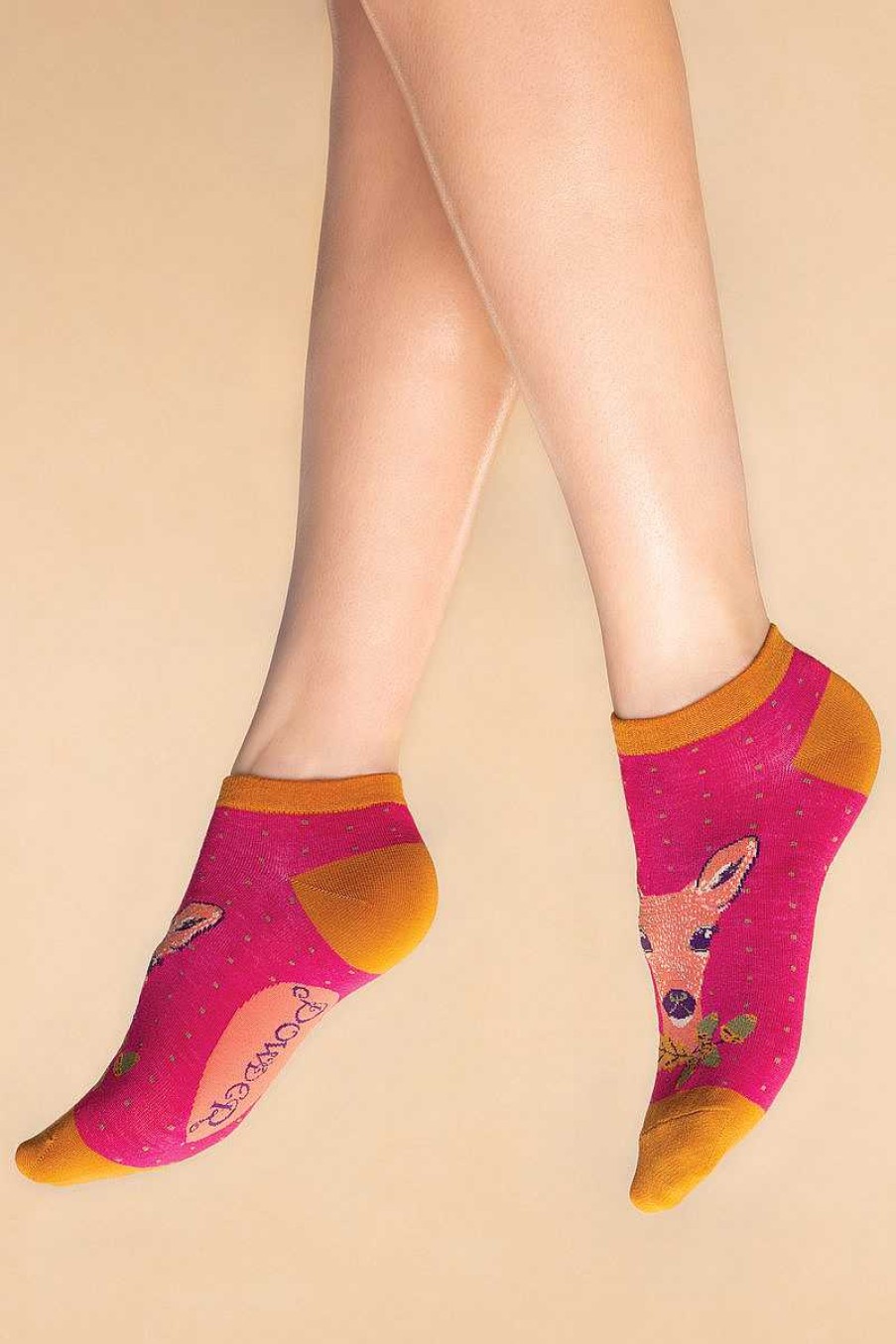 Women Powder | Enchanted Evening Doe Trainer Socks - Fuchsia