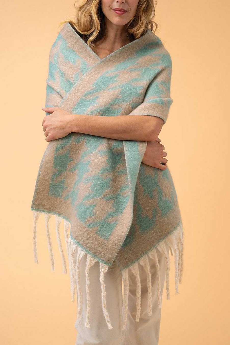 Women Powder | Harper Cosy Scarf - Aqua & Taupe