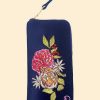 Women Powder | Velvet Glasses Pouch - Floral Tiger Face In Indigo