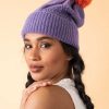 Women Powder | Ingrid Bobble Hat - Lavender & Tangerine