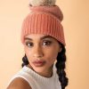 Women Powder | Thora Bobble Hat - Coral & Taupe