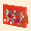 Women Powder | Velvet Zip Pouch - Pomegranate In Tangerine