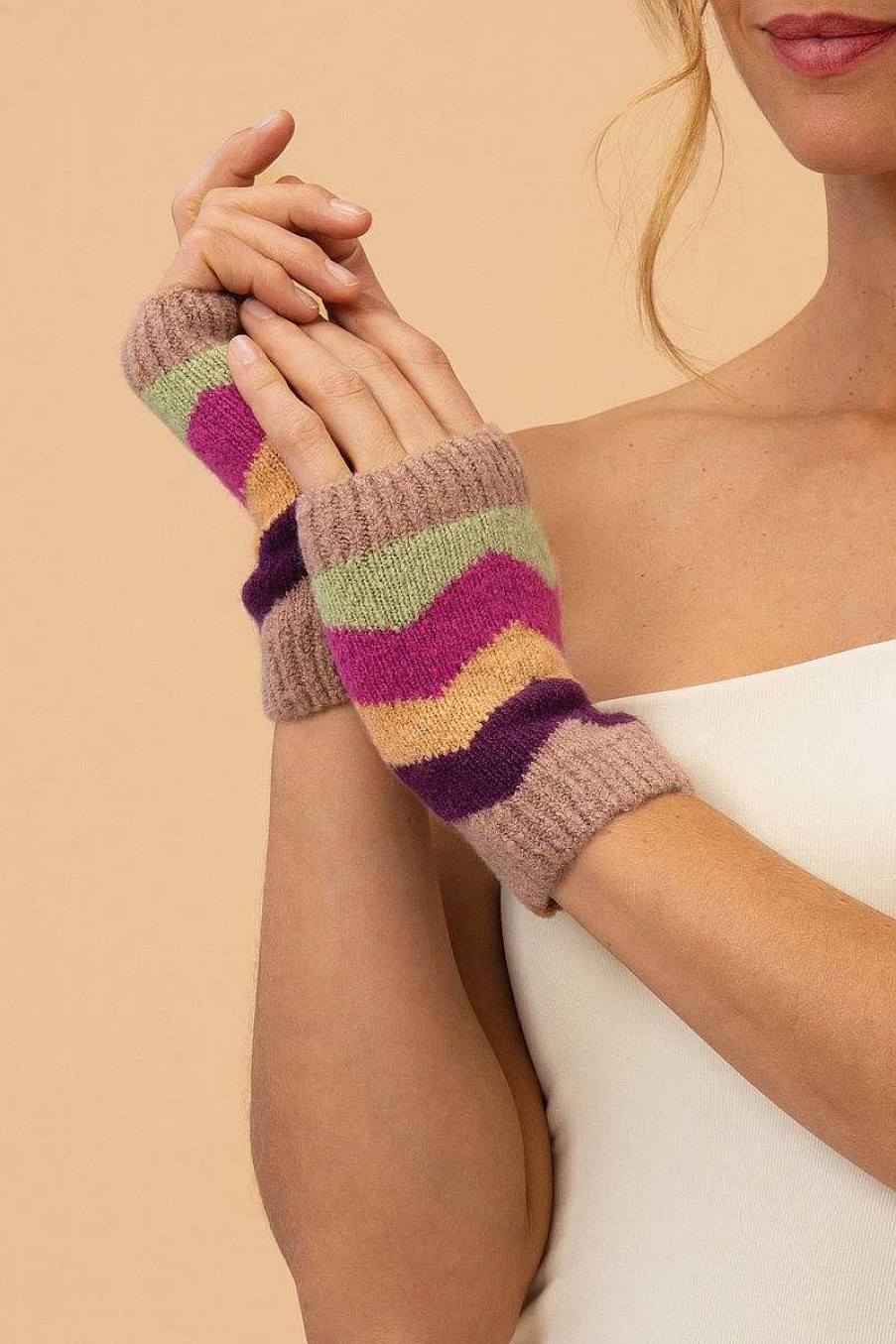 Women Powder | Ladies Nora Wrist Warmers - Taupe Mix