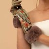 Women Powder | Bernadette 70S Floral Kaleidoscope Gloves - Olive & Rust