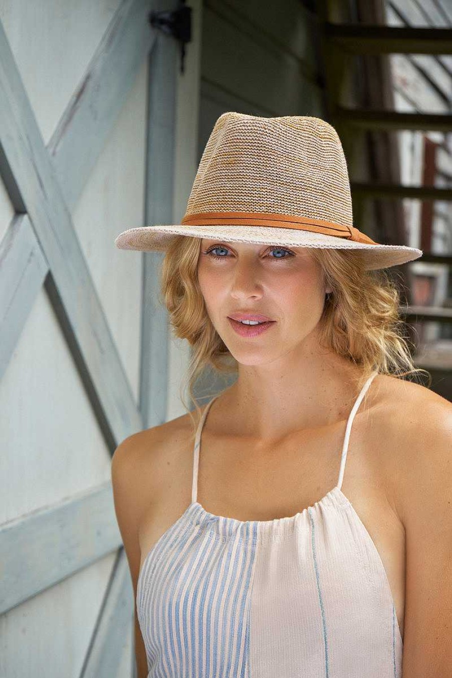 Women Powder | Natalie Hat Ochre With Suede Band