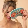 Women Powder | Luxury Lavender Velvet Eye Mask - Folk Art Hedgehog, Aqua