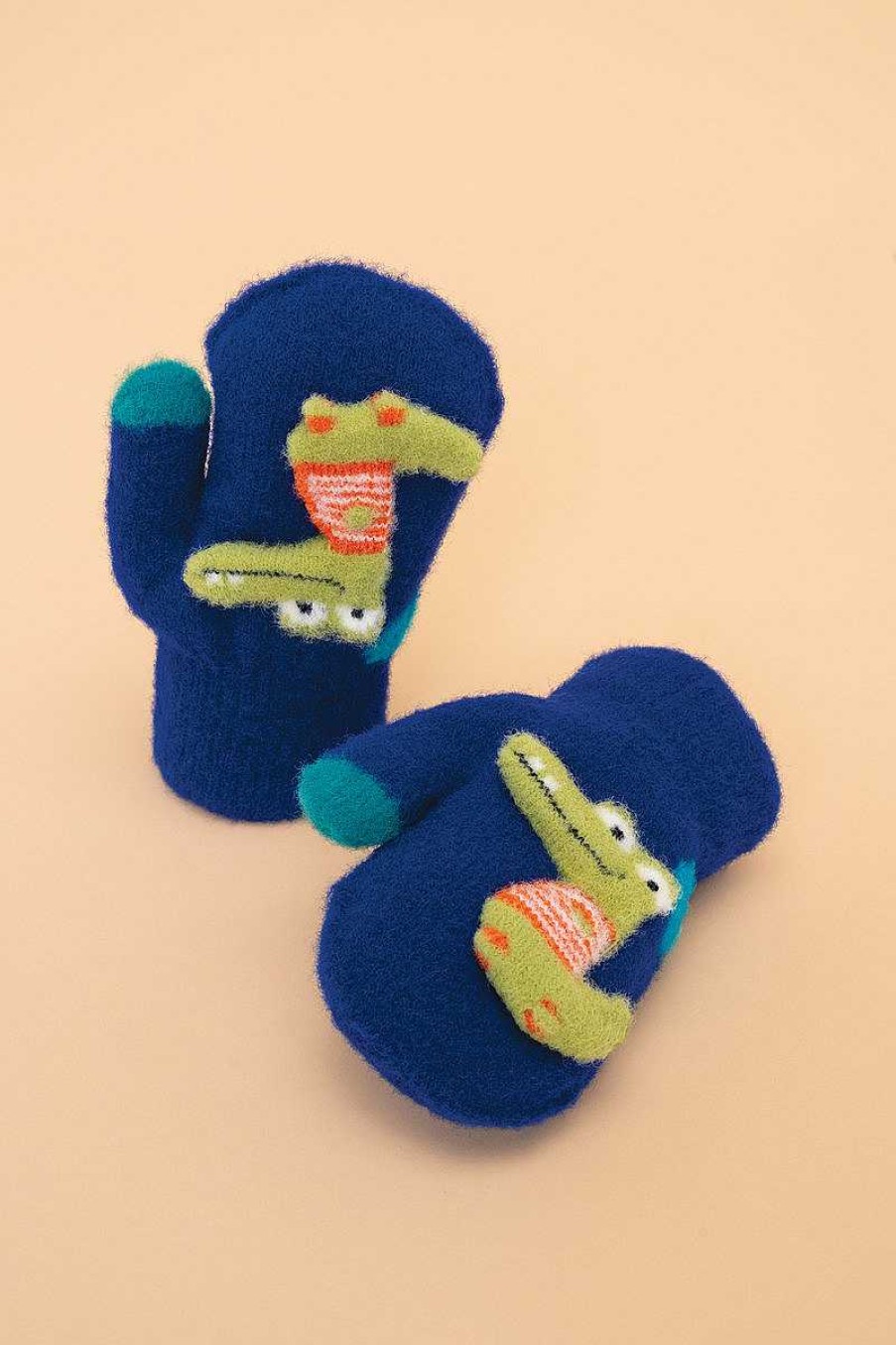 Kids Powder | Powder Pals Smiley Croc Mittens - Royal Blue