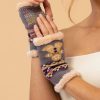 Women Powder | Ladies Cosy Gingerbread Wrist Warmers - Slate