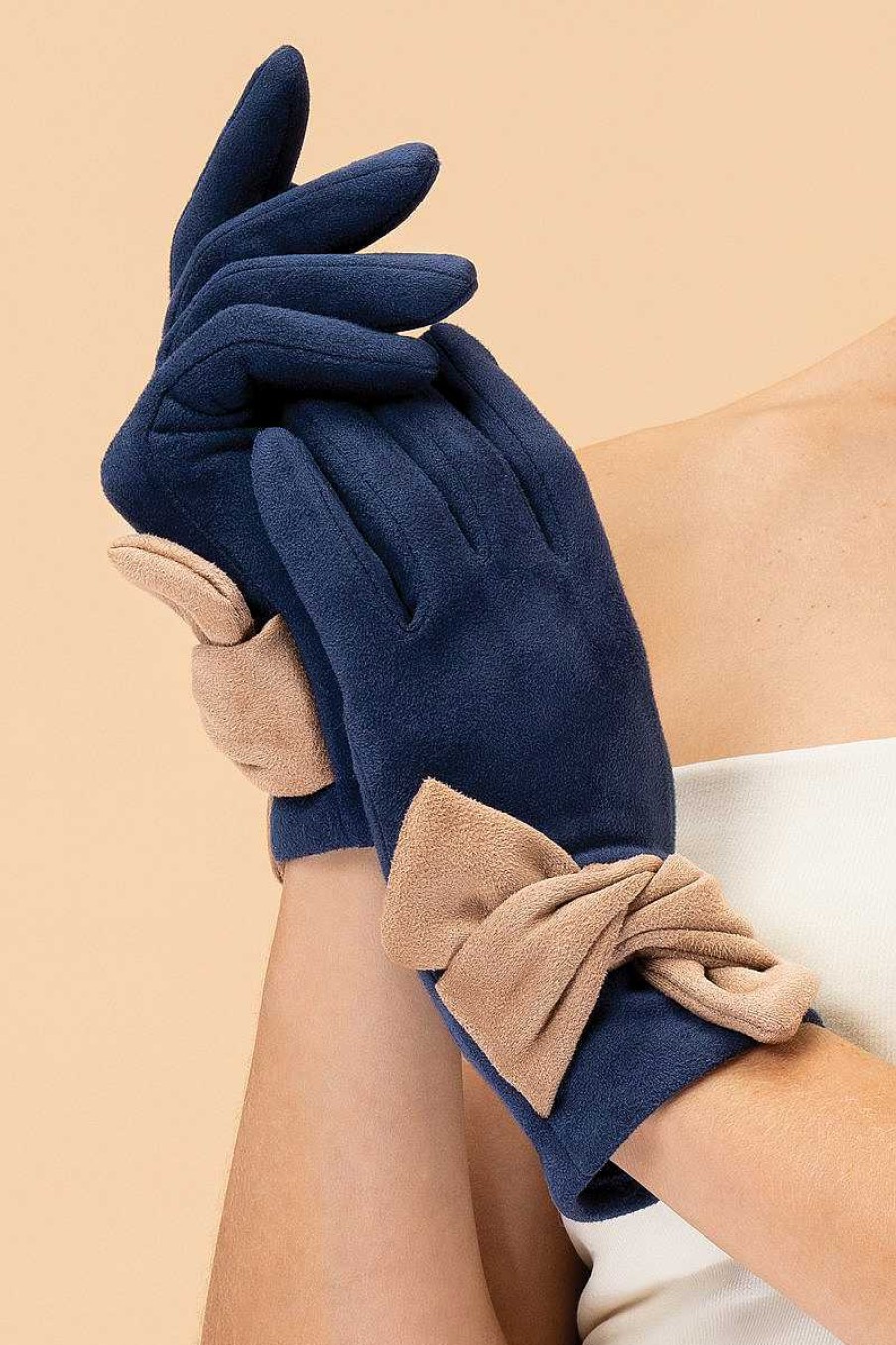 Women Powder | Henrietta Gloves - Navy & Taupe