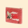 Women Powder | Velvet Mini Pouch - Crane At Sunrise In Petal