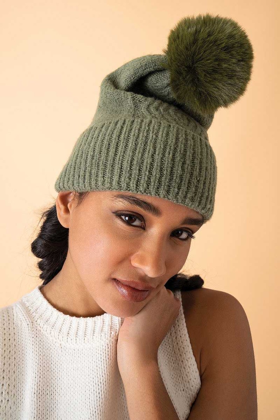 Women Powder | Ingrid Bobble Hat - Olive