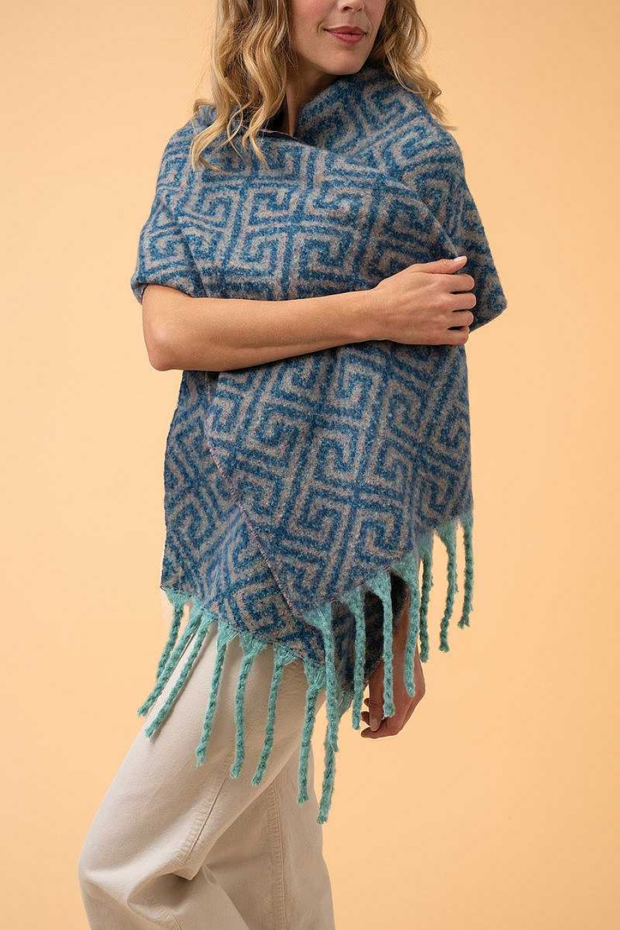 Women Powder | Athena Cosy Scarf - Denim & Taupe