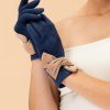 Women Powder | Henrietta Gloves - Navy & Taupe